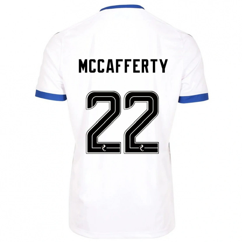Danxen Uomo Maglia Eirinn Mccafferty #22 Bianco Blu Kit Gara Away 2025/26 Maglietta