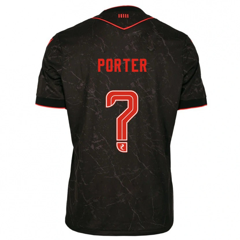 Danxen Uomo Maglia Ryan Porter #0 Nero Rosso Kit Gara Away 2025/26 Maglietta