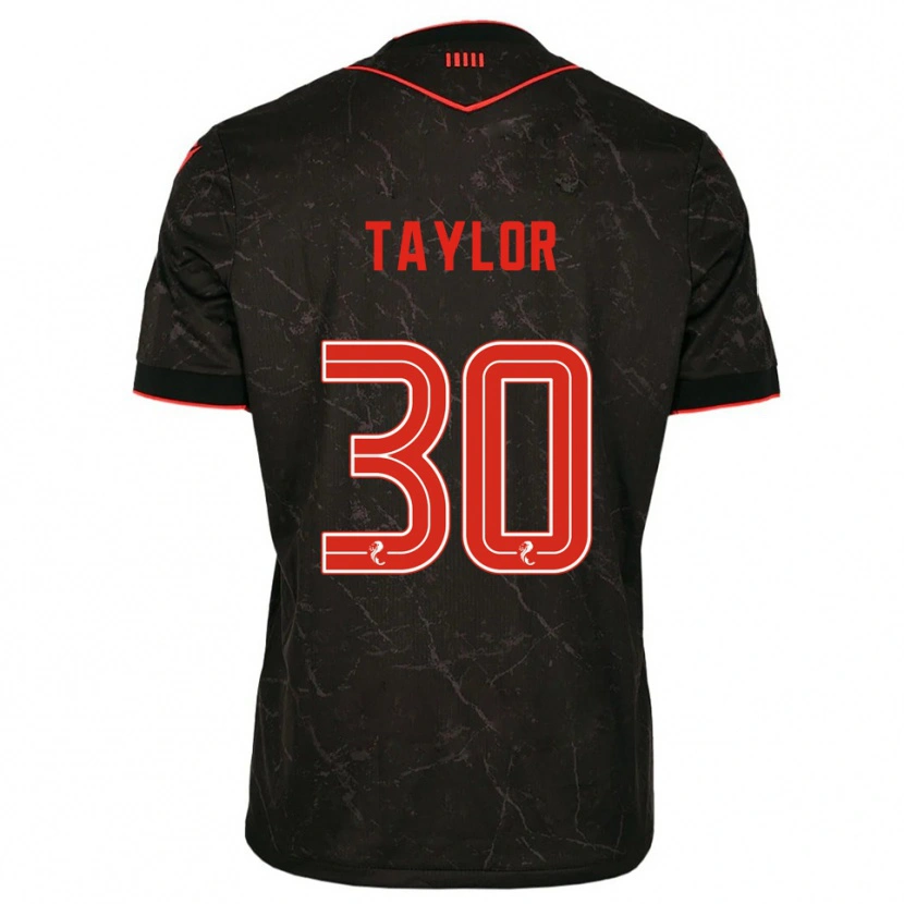 Danxen Uomo Maglia Fraser Taylor #30 Nero Rosso Kit Gara Away 2025/26 Maglietta