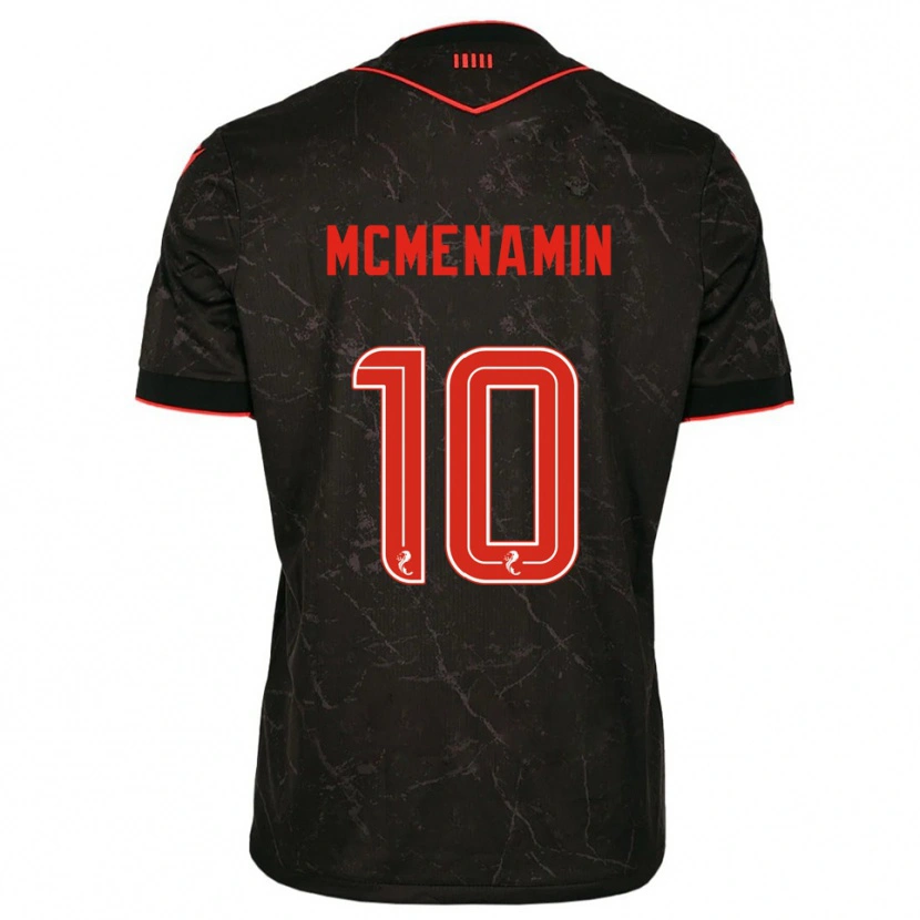 Danxen Uomo Maglia Conor Mcmenamin #10 Nero Rosso Kit Gara Away 2025/26 Maglietta