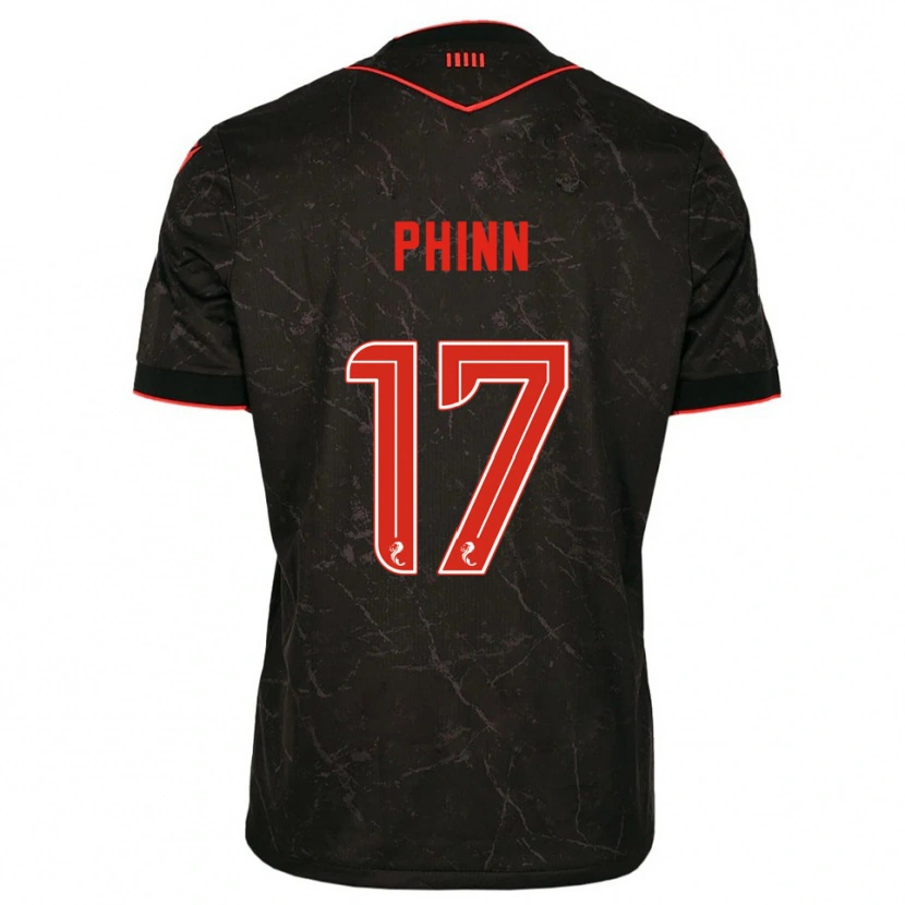 Danxen Uomo Maglia Shaun Phinn #17 Nero Rosso Kit Gara Away 2025/26 Maglietta