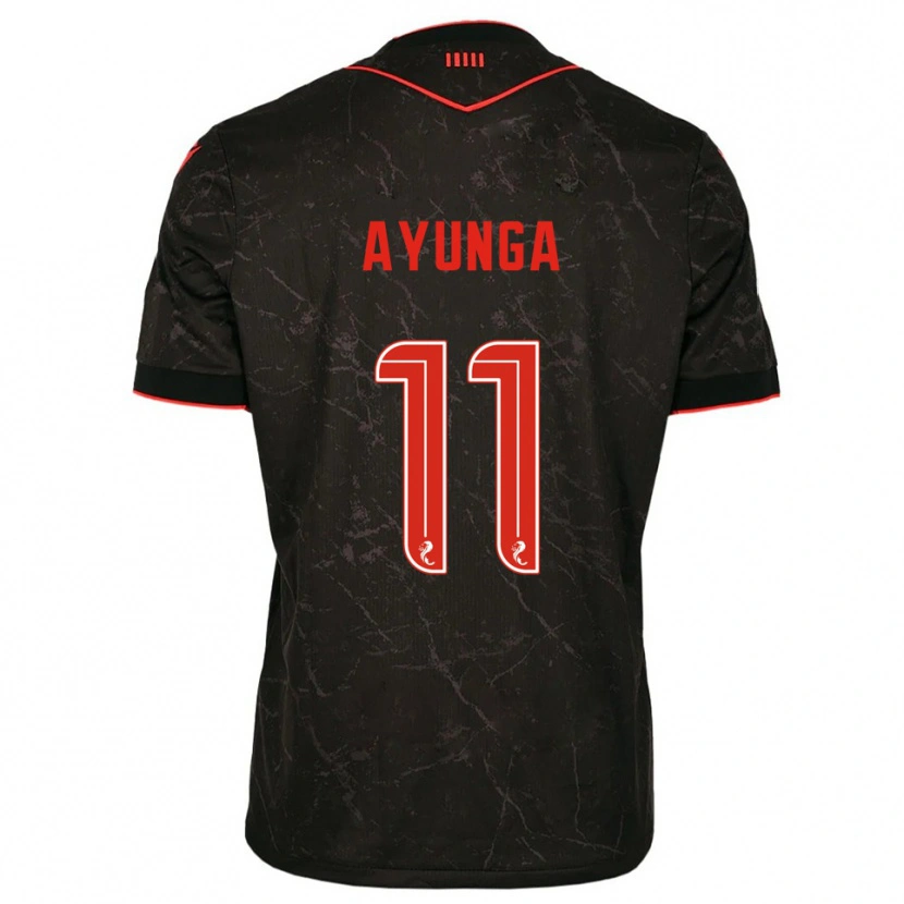 Danxen Uomo Maglia Jonah Ayunga #11 Nero Rosso Kit Gara Away 2025/26 Maglietta