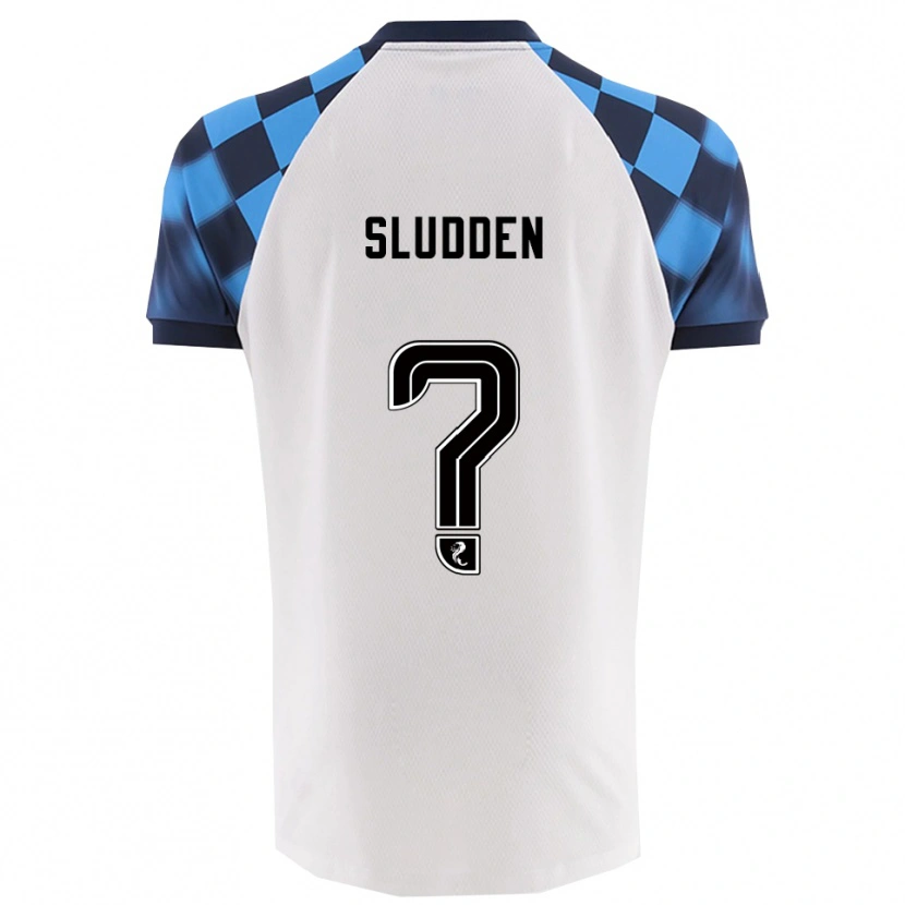 Danxen Uomo Maglia Erin Sludden #0 Bianco Azzurro Kit Gara Away 2025/26 Maglietta