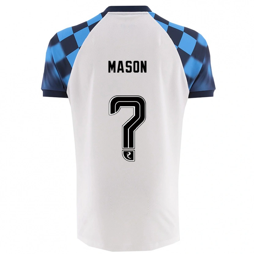 Danxen Uomo Maglia Gemma Mason #0 Bianco Azzurro Kit Gara Away 2025/26 Maglietta