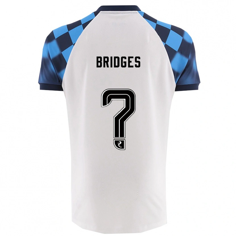 Danxen Uomo Maglia Iona Bridges #0 Bianco Azzurro Kit Gara Away 2025/26 Maglietta