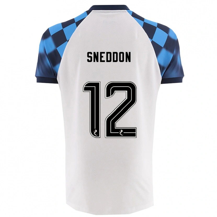 Danxen Uomo Maglia Jamie Sneddon #12 Bianco Azzurro Kit Gara Away 2025/26 Maglietta