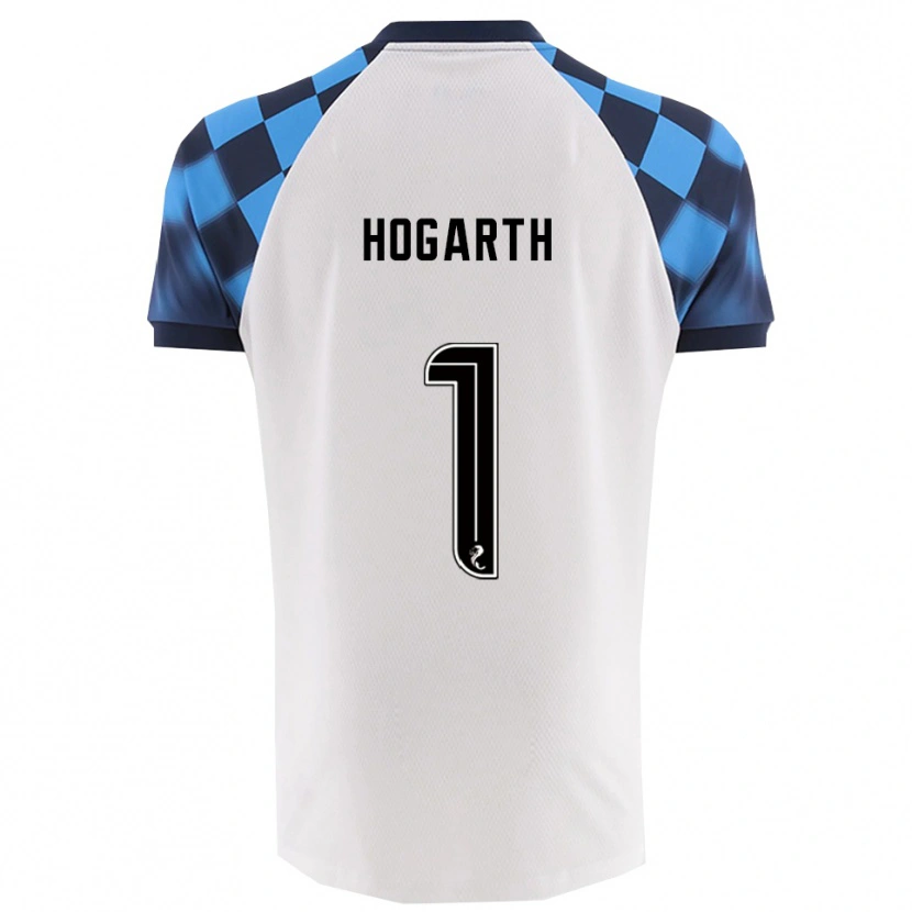 Danxen Uomo Maglia Nicky Hogarth #1 Bianco Azzurro Kit Gara Away 2025/26 Maglietta