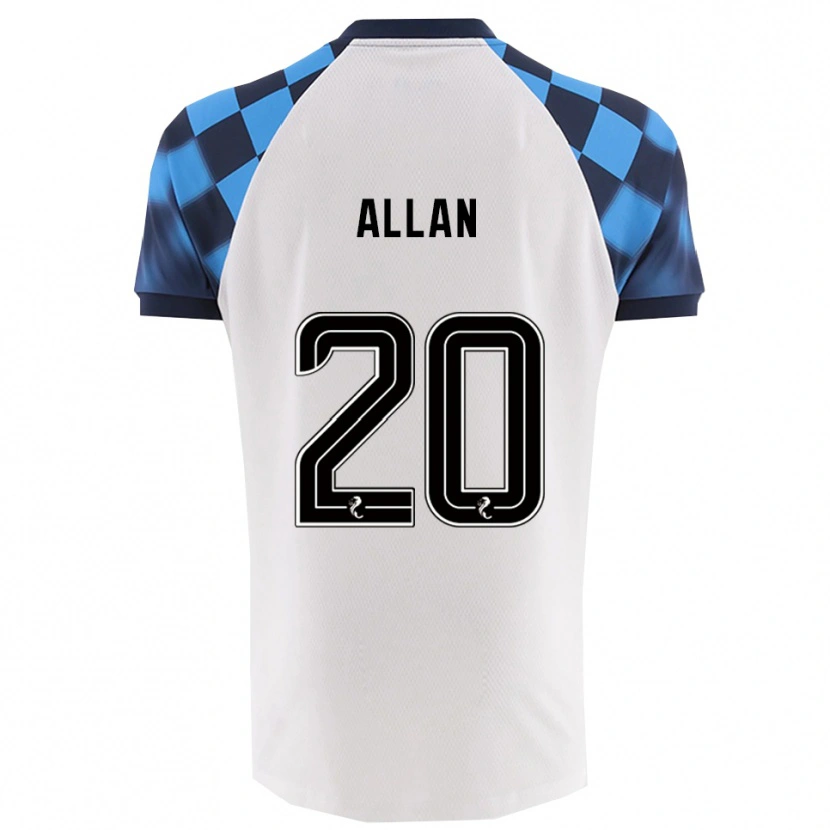 Danxen Uomo Maglia Connor Allan #20 Bianco Azzurro Kit Gara Away 2025/26 Maglietta