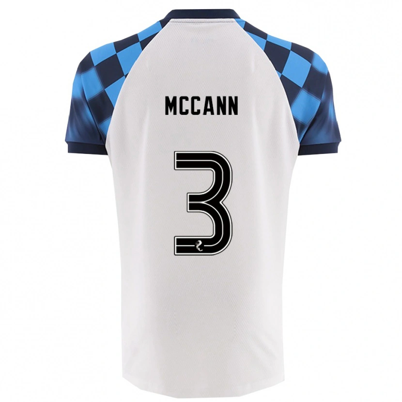 Danxen Uomo Maglia Leon Mccann #3 Bianco Azzurro Kit Gara Away 2025/26 Maglietta