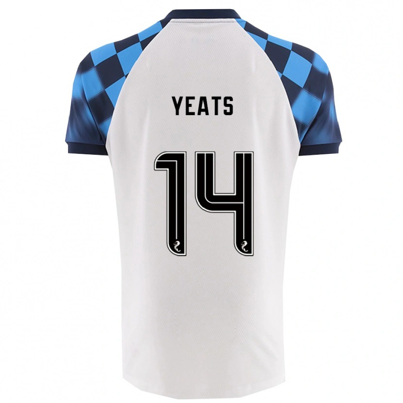Danxen Uomo Maglia Finn Yeats #14 Bianco Azzurro Kit Gara Away 2025/26 Maglietta