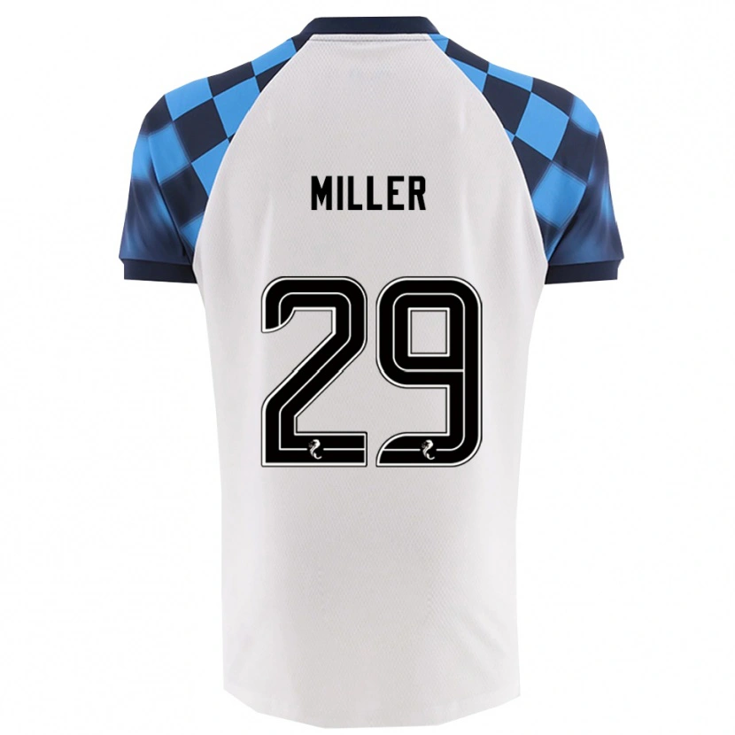 Danxen Uomo Maglia Calvin Miller #29 Bianco Azzurro Kit Gara Away 2025/26 Maglietta