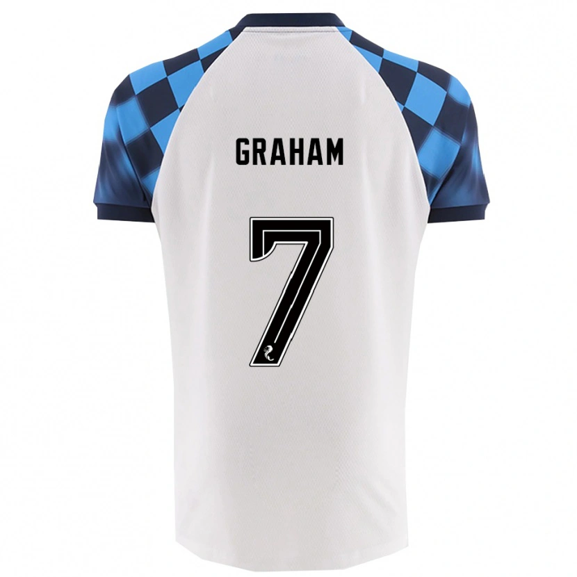 Danxen Uomo Maglia Brian Graham #7 Bianco Azzurro Kit Gara Away 2025/26 Maglietta
