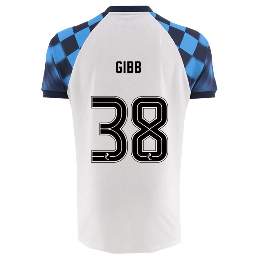 Danxen Uomo Maglia Thomas Gibb #38 Bianco Azzurro Kit Gara Away 2025/26 Maglietta