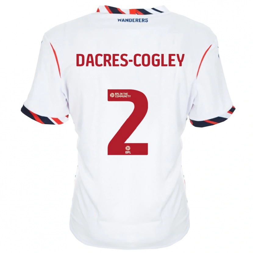 Danxen Donna Maglia Josh Dacres-Cogley #2 Bianco Rosso Kit Gara Home 2025/26 Maglietta