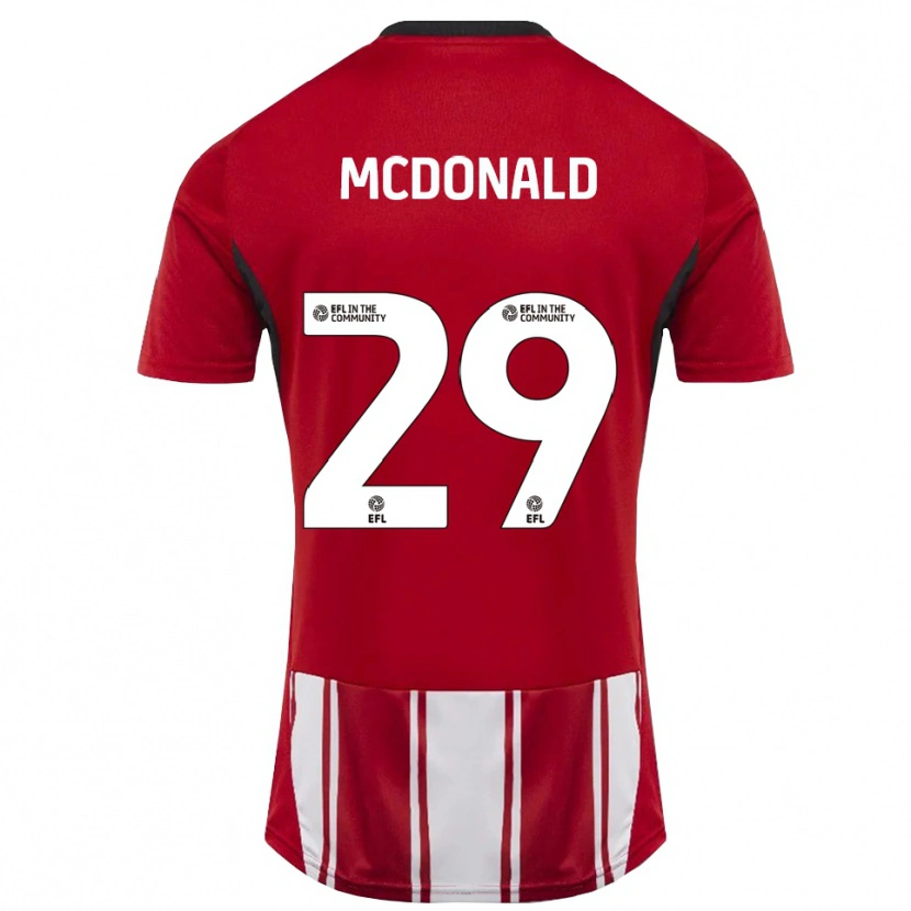 Danxen Donna Maglia Kevin Mcdonald #29 Rosso Bianco Nero Kit Gara Home 2025/26 Maglietta