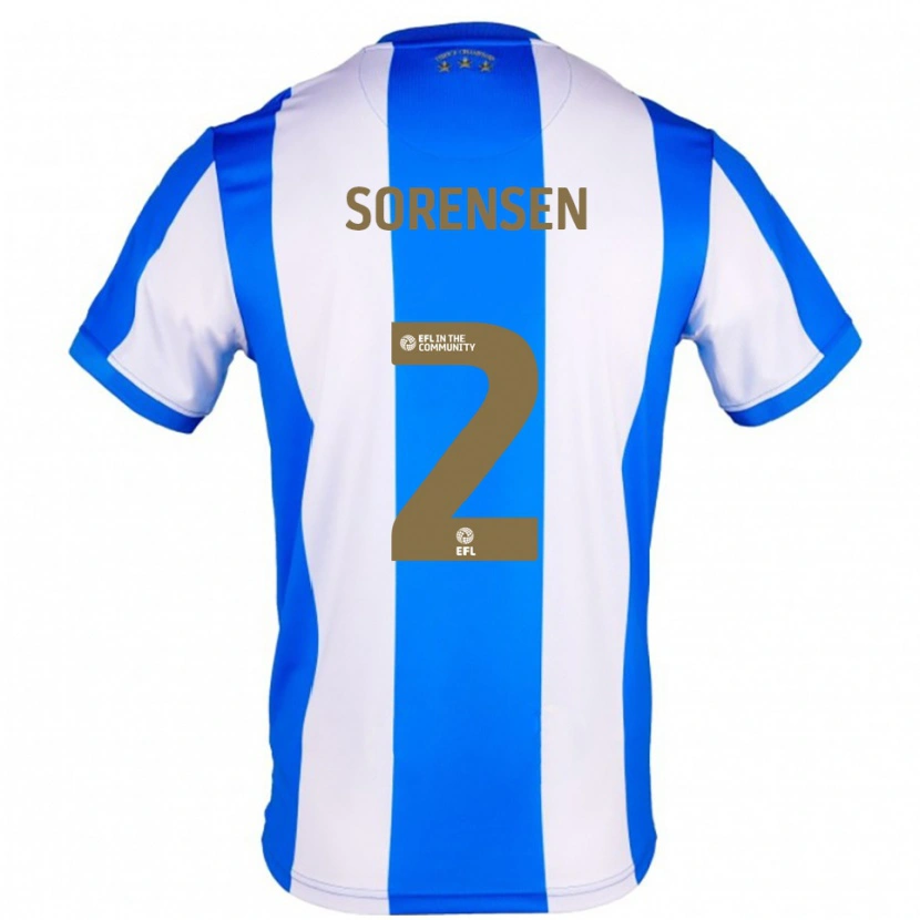 Danxen Donna Maglia Lasse Sørensen #2 Blu Bianco Kit Gara Home 2025/26 Maglietta