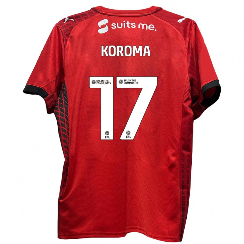 Danxen Donna Maglia Josh Koroma #17 Rosso Nero Kit Gara Home 2025/26 Maglietta