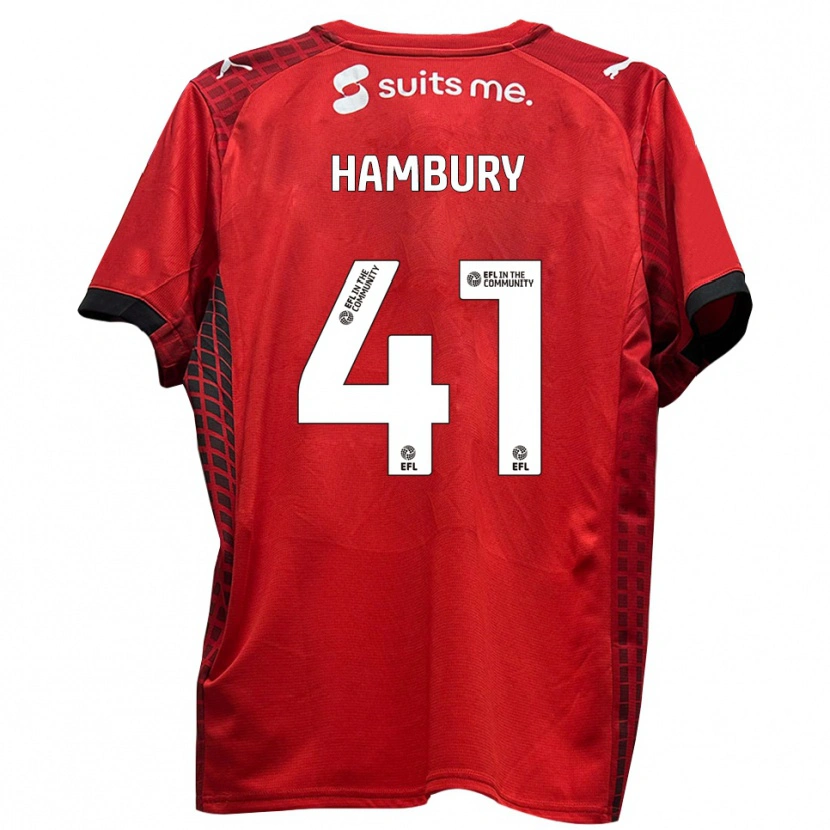 Danxen Donna Maglia Zack Hambury #41 Rosso Nero Kit Gara Home 2025/26 Maglietta