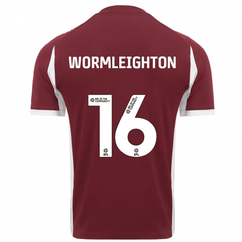 Danxen Donna Maglia Joe Wormleighton #16 Bordeaux Bianco Kit Gara Home 2025/26 Maglietta