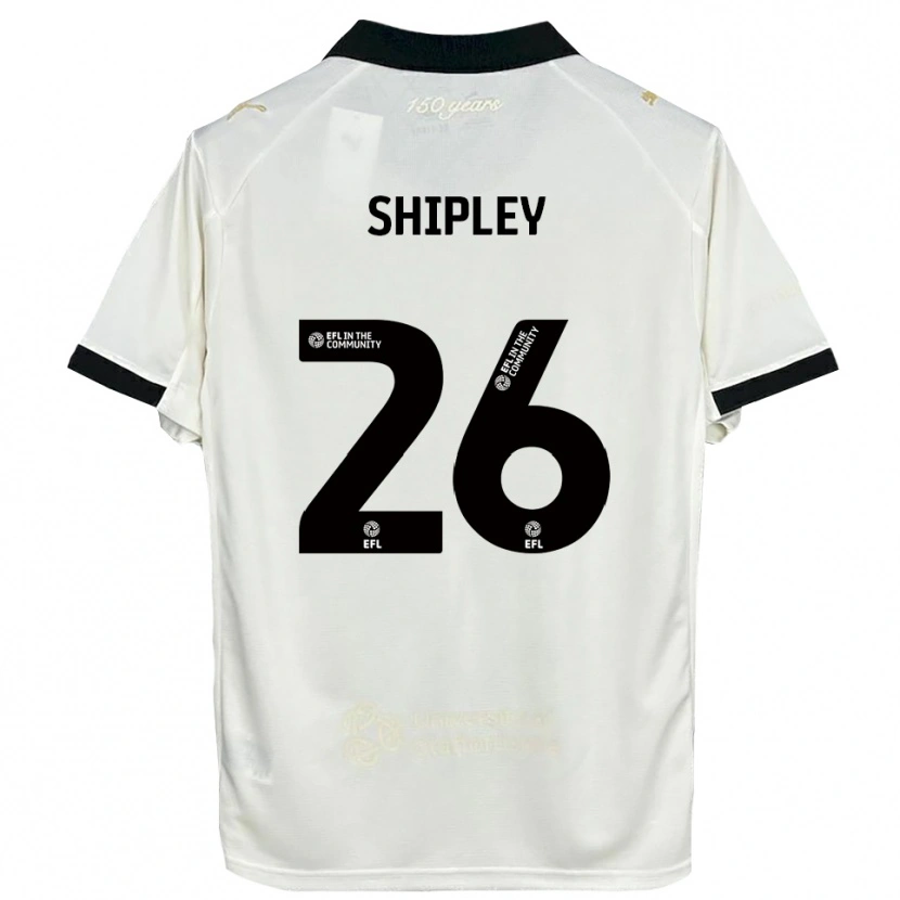 Danxen Donna Maglia Jordan Shipley #26 Bianco Sporco Nero Kit Gara Home 2025/26 Maglietta