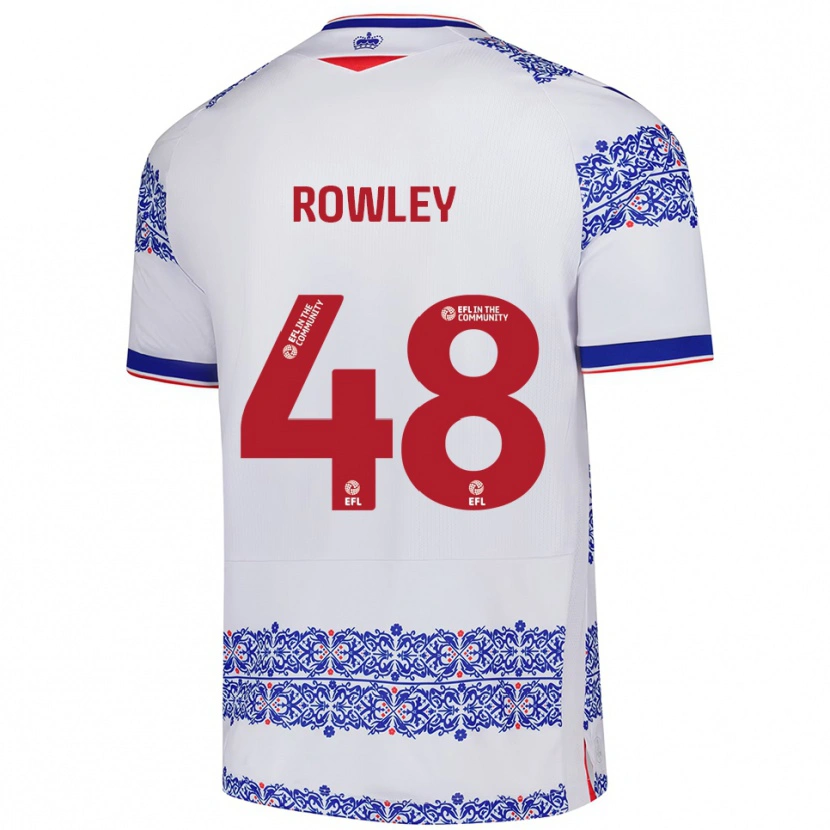 Danxen Donna Maglia Matthew Rowley #48 Bianco Blu Kit Gara Home 2025/26 Maglietta