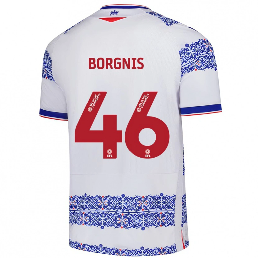Danxen Donna Maglia Jacob Borgnis #46 Bianco Blu Kit Gara Home 2025/26 Maglietta