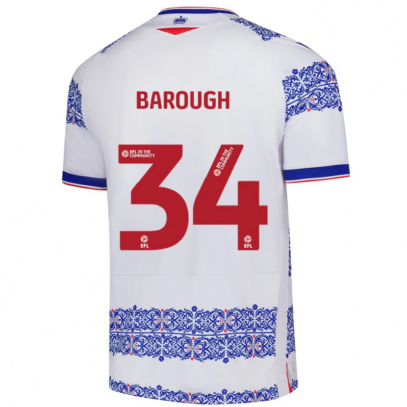 Danxen Donna Maglia Joe Barough #34 Bianco Blu Kit Gara Home 2025/26 Maglietta