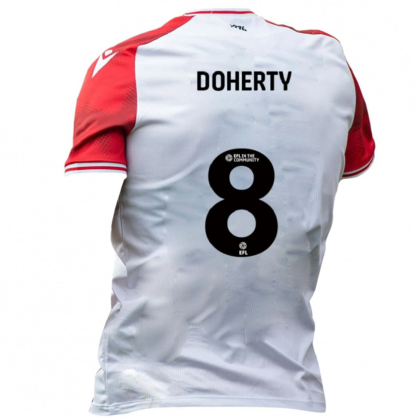 Danxen Donna Maglia Ryan Doherty #8 Bianco Rosso Kit Gara Home 2025/26 Maglietta