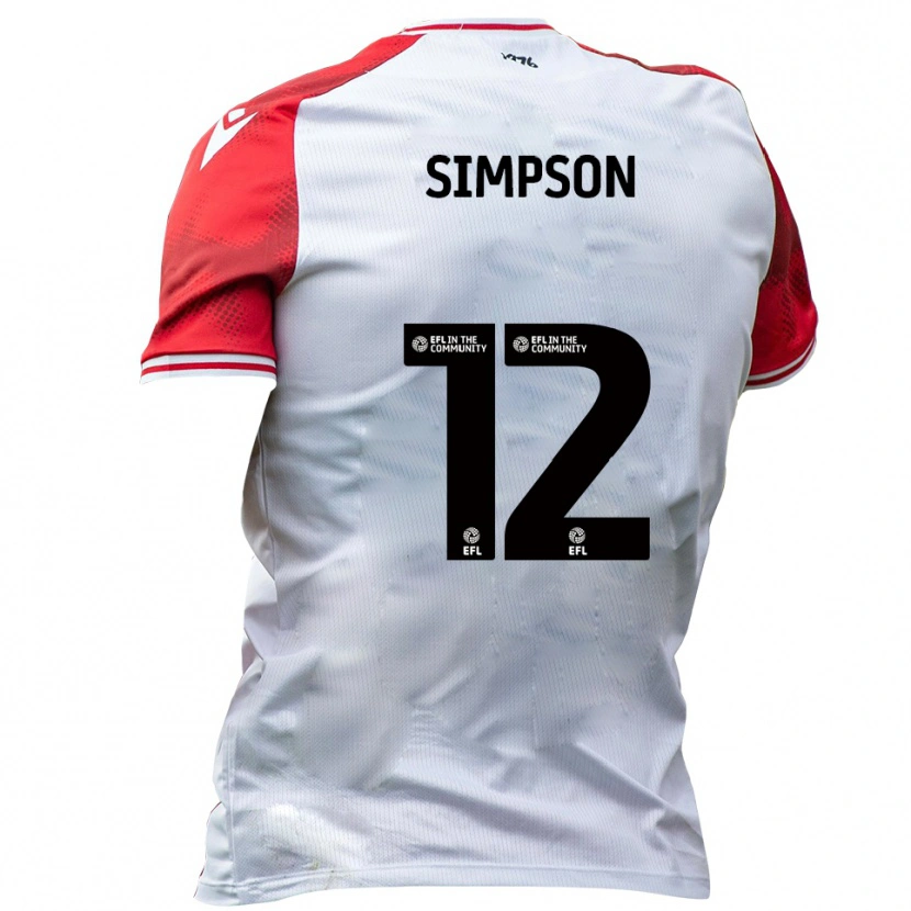 Danxen Donna Maglia Tyreece Simpson #12 Bianco Rosso Kit Gara Home 2025/26 Maglietta