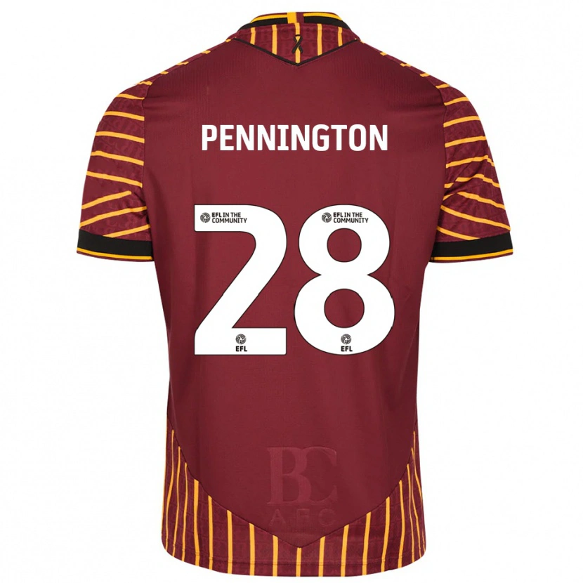 Danxen Donna Maglia Matthew Pennington #28 Arancione Bordeaux Kit Gara Home 2025/26 Maglietta