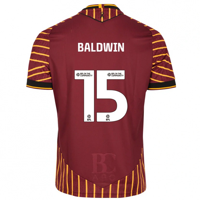 Danxen Donna Maglia Aden Baldwin #15 Arancione Bordeaux Kit Gara Home 2025/26 Maglietta