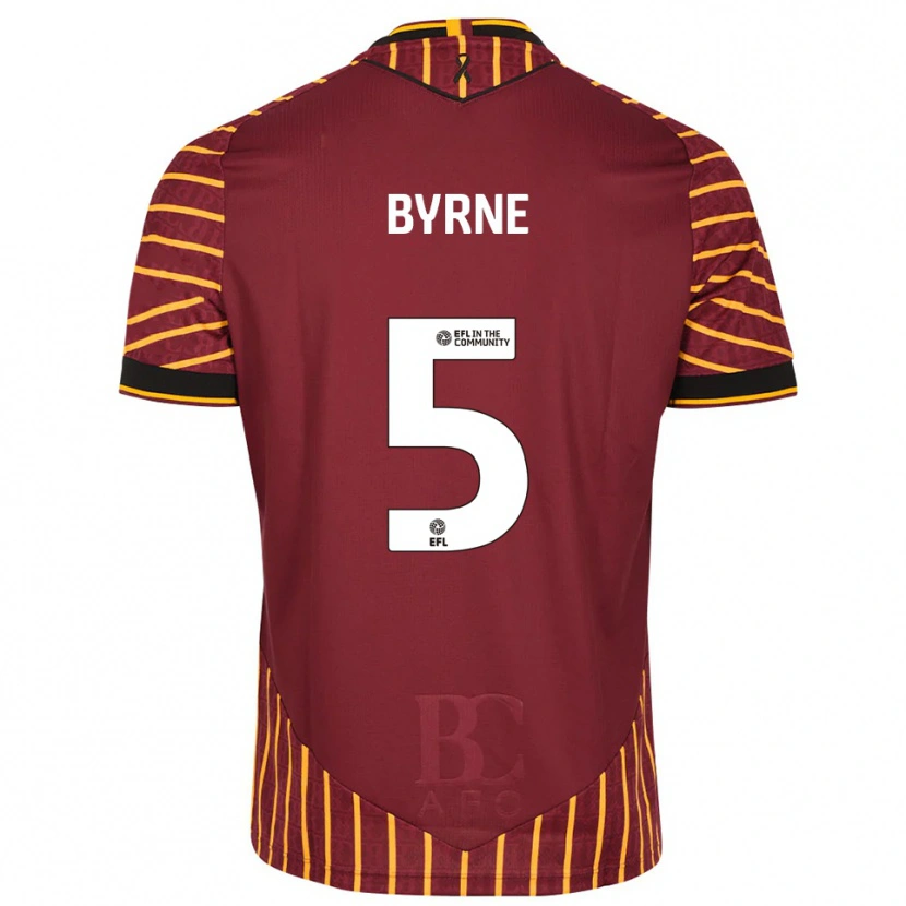 Danxen Donna Maglia Neill Byrne #5 Arancione Bordeaux Kit Gara Home 2025/26 Maglietta