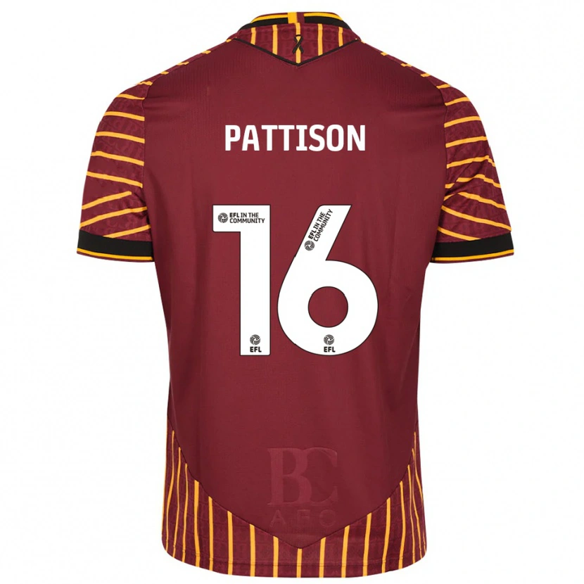 Danxen Donna Maglia Alex Pattison #16 Arancione Bordeaux Kit Gara Home 2025/26 Maglietta