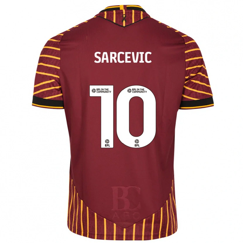 Danxen Donna Maglia Antoni Sarcevic #10 Arancione Bordeaux Kit Gara Home 2025/26 Maglietta