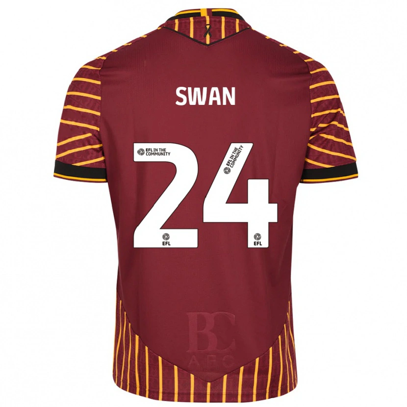 Danxen Donna Maglia Will Swan #24 Arancione Bordeaux Kit Gara Home 2025/26 Maglietta