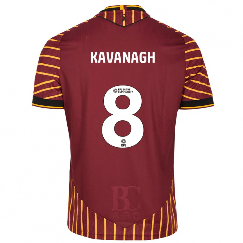 Danxen Donna Maglia Calum Kavanagh #8 Arancione Bordeaux Kit Gara Home 2025/26 Maglietta