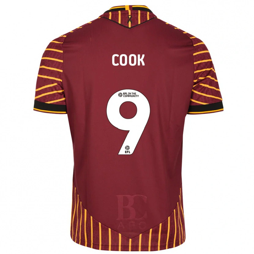 Danxen Donna Maglia Andy Cook #9 Arancione Bordeaux Kit Gara Home 2025/26 Maglietta