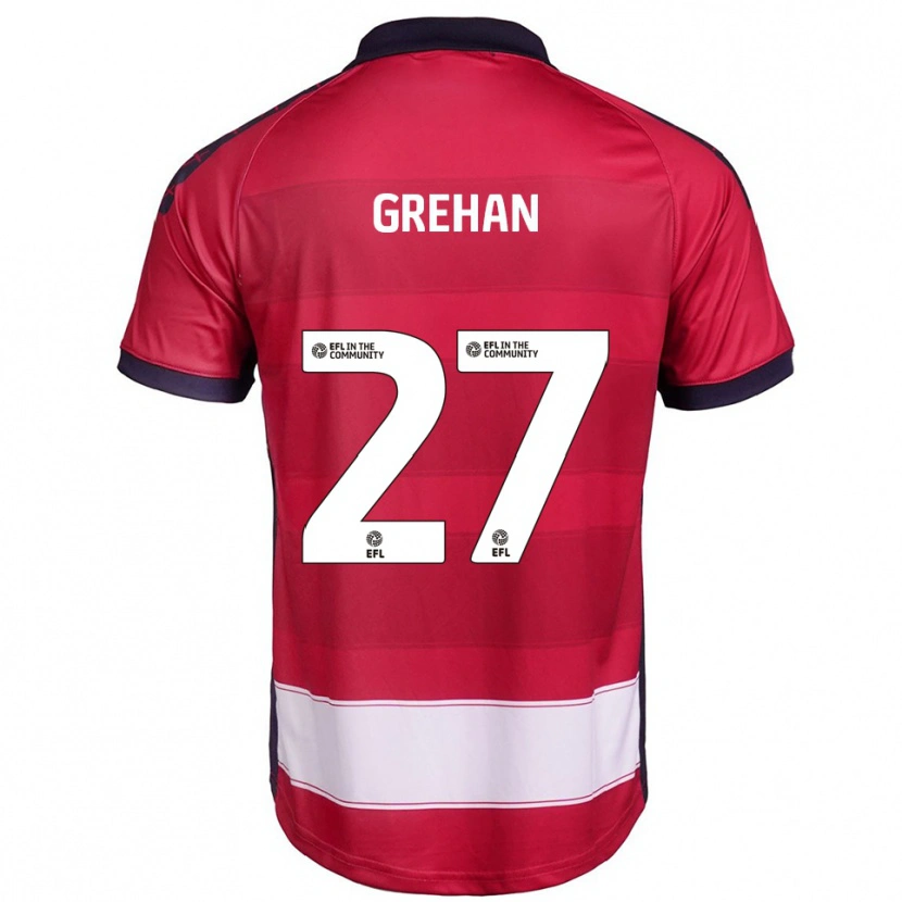 Danxen Donna Maglia Seán Grehan #27 Rosso Bianco Kit Gara Home 2025/26 Maglietta