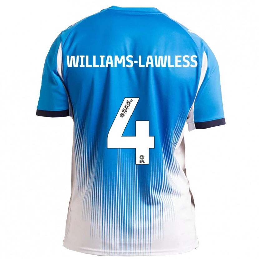 Danxen Donna Maglia John Williams-Lawless #4 Blu Bianco Kit Gara Home 2025/26 Maglietta