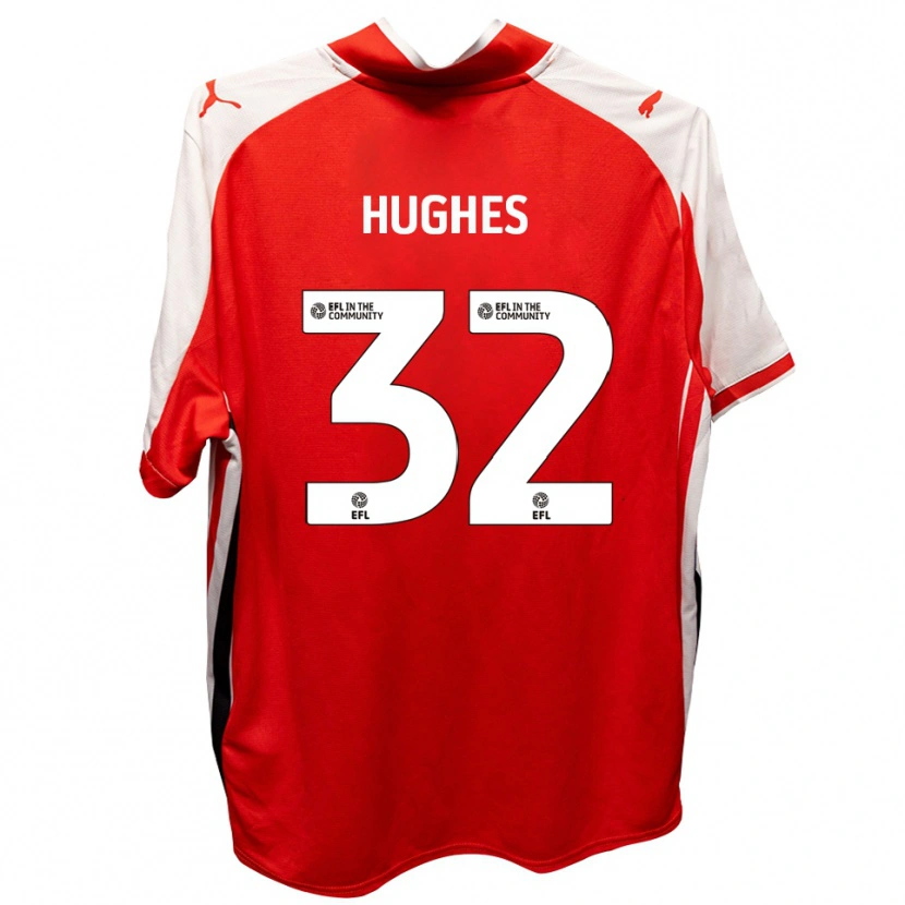 Danxen Donna Maglia Kayden Hughes #32 Rosso Bianco Kit Gara Home 2025/26 Maglietta