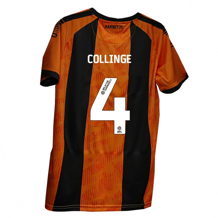Danxen Donna Maglia Danny Collinge #4 Arancione Nero Kit Gara Home 2025/26 Maglietta