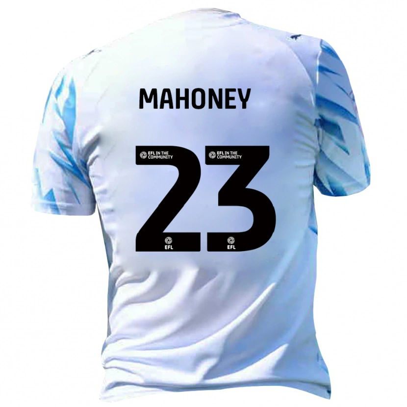 Danxen Donna Maglia Connor Mahoney #23 Bianco Azzurro Kit Gara Home 2025/26 Maglietta