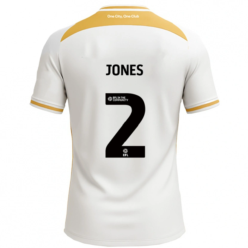 Danxen Donna Maglia Gethin Jones #2 Bianco Oro Kit Gara Home 2025/26 Maglietta