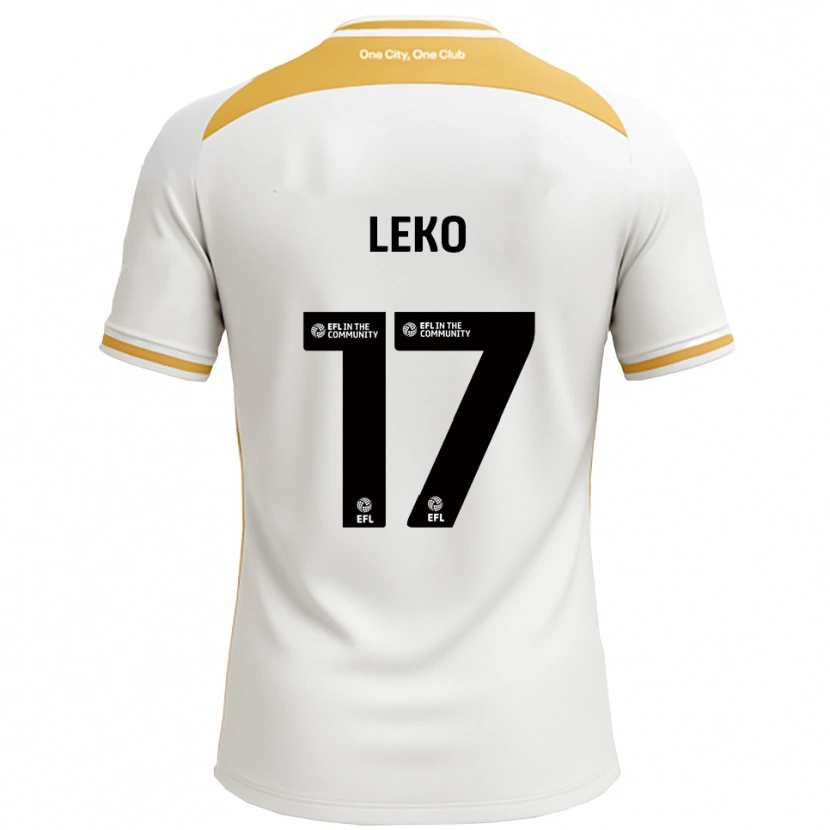 Danxen Donna Maglia Jonathan Leko #17 Bianco Oro Kit Gara Home 2025/26 Maglietta