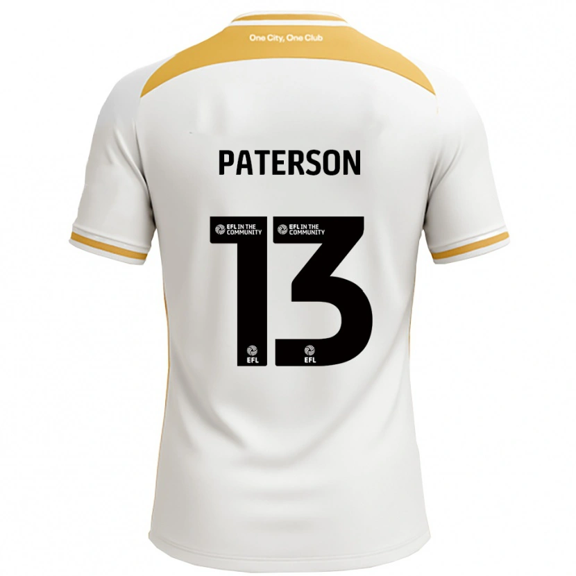 Danxen Donna Maglia Callum Paterson #13 Bianco Oro Kit Gara Home 2025/26 Maglietta