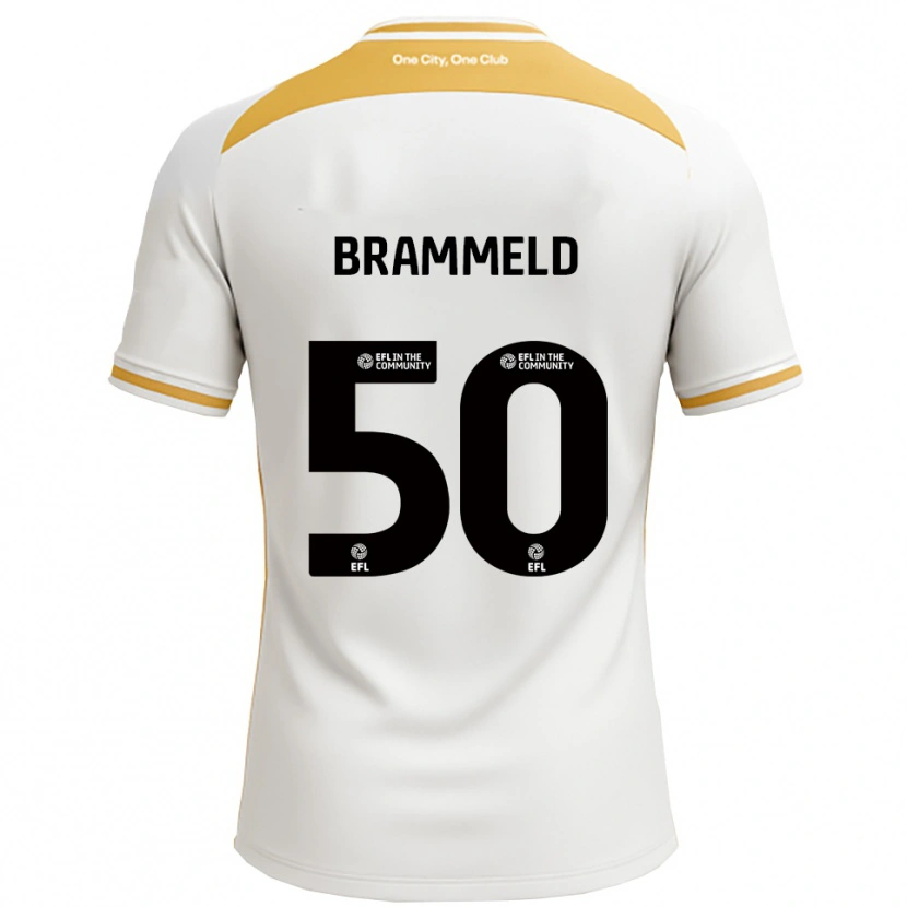 Danxen Donna Maglia Michael Brammeld #50 Bianco Oro Kit Gara Home 2025/26 Maglietta