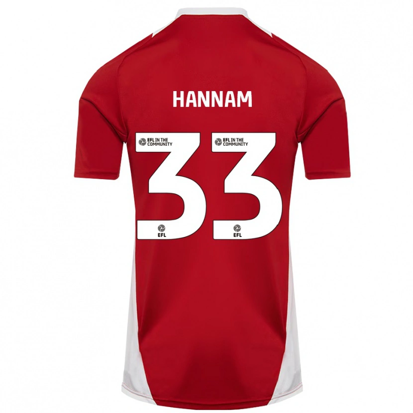Danxen Donna Maglia Shawna Hannam #33 Rosso Bianco Oro Kit Gara Home 2025/26 Maglietta