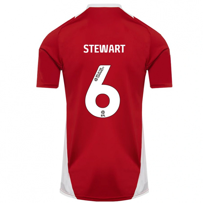 Danxen Donna Maglia Alistair Stewart #6 Rosso Bianco Oro Kit Gara Home 2025/26 Maglietta