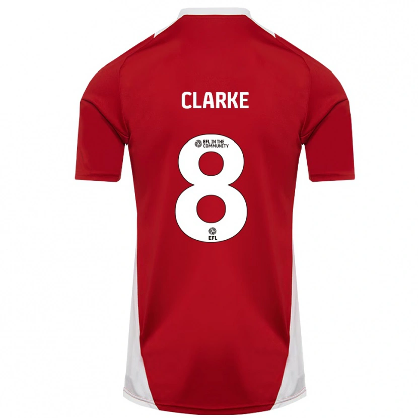 Danxen Donna Maglia Ollie Clarke #8 Rosso Bianco Oro Kit Gara Home 2025/26 Maglietta