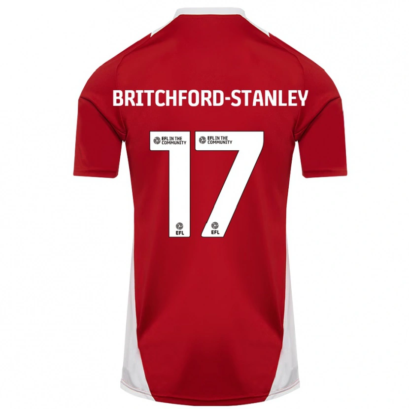 Danxen Donna Maglia Conor Britchford-Stanley #17 Rosso Bianco Oro Kit Gara Home 2025/26 Maglietta